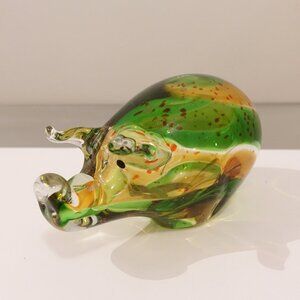 Hand Blown Murano Style Art Glass Pig